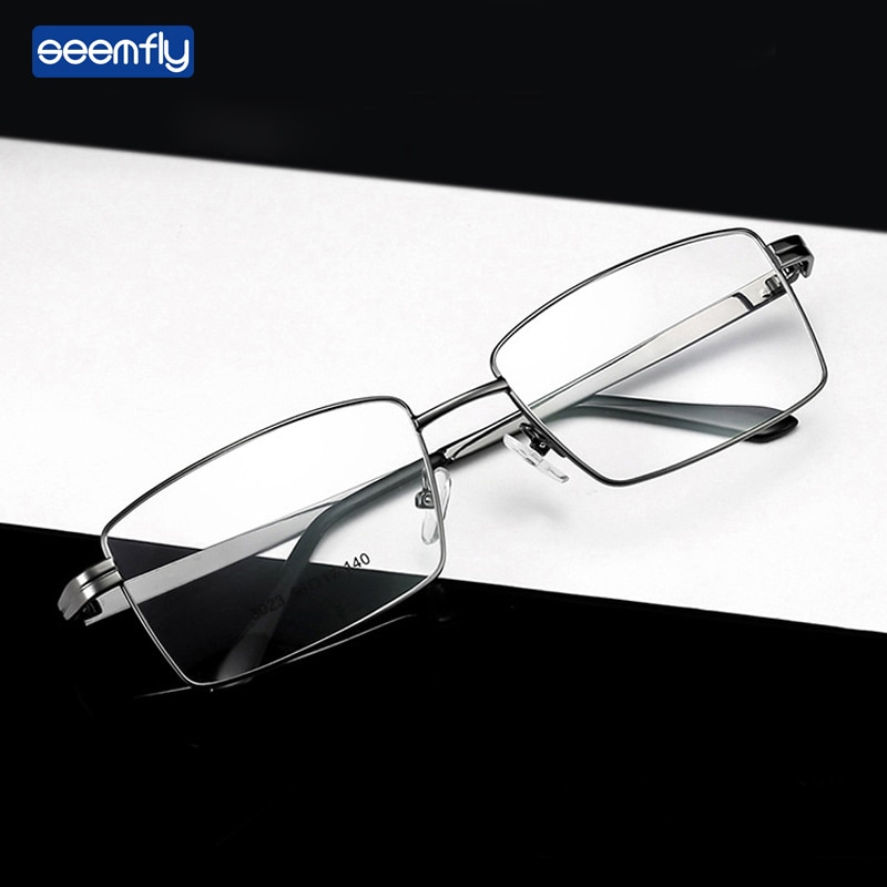 Seemfly Titanium Alloy Thick Gold Electroplated Glasses Frame Ultralight Plain Glasses Metal Spectacles For Men Women