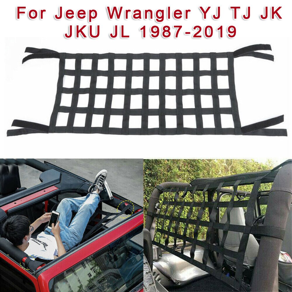 Hamaca multifunción de malla para sujetar carga de Auto techo para Jeep Wrangler YJ TJ JK JL