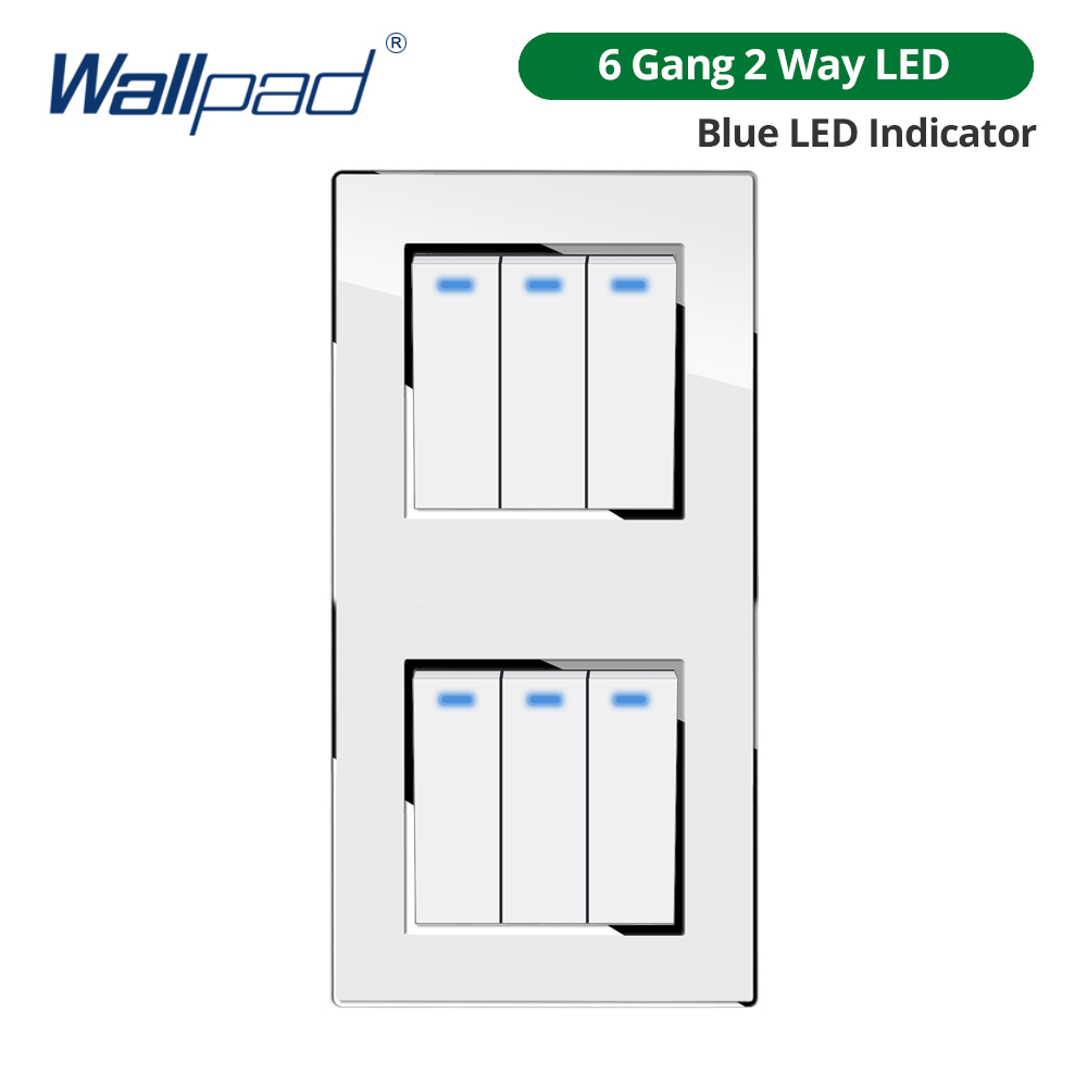 Wallpad Vertical Install 86*172mm White Acrylic Panel Wall Light Switch USB Charge EU Socket Outlet 4 5 6 7 8 Gang 2 Way Reset