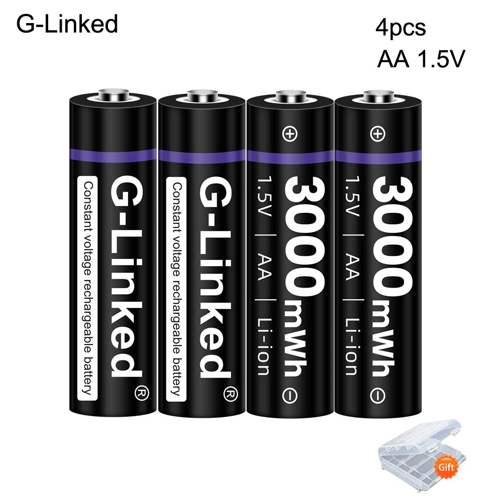 100% 1.5v AA rechargeable battery 3000mwh li-ion lithium ion AA 2A batteries for toys camera flashlight: 4PCS AA 1.5V
