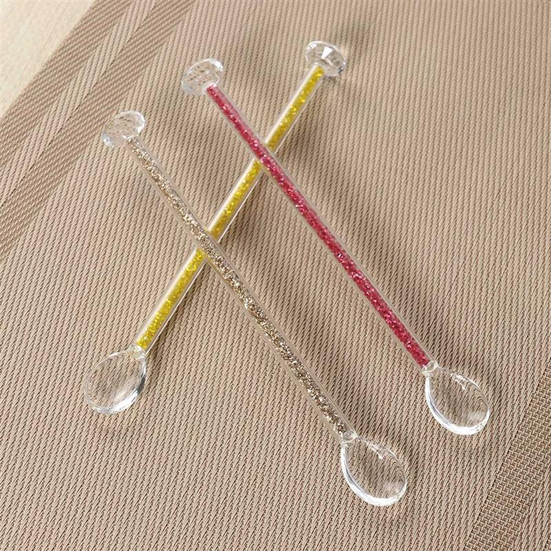 1PC Round Top Stir Stick Crystal Swizzle Stick Glass Cocktail Pick Shiny Gold Glitter Drink Stirrer for Bar Home Holidays Party