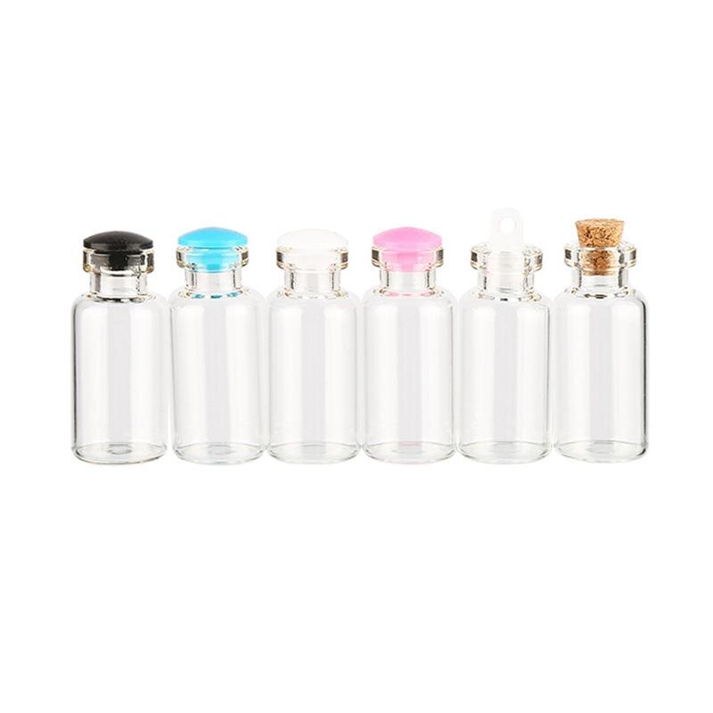50 Uds 0,5 ml pequeños frascos de vidrio transparentes con tapón de silicona DIY botellas deseo mensaje bodas deseos favores