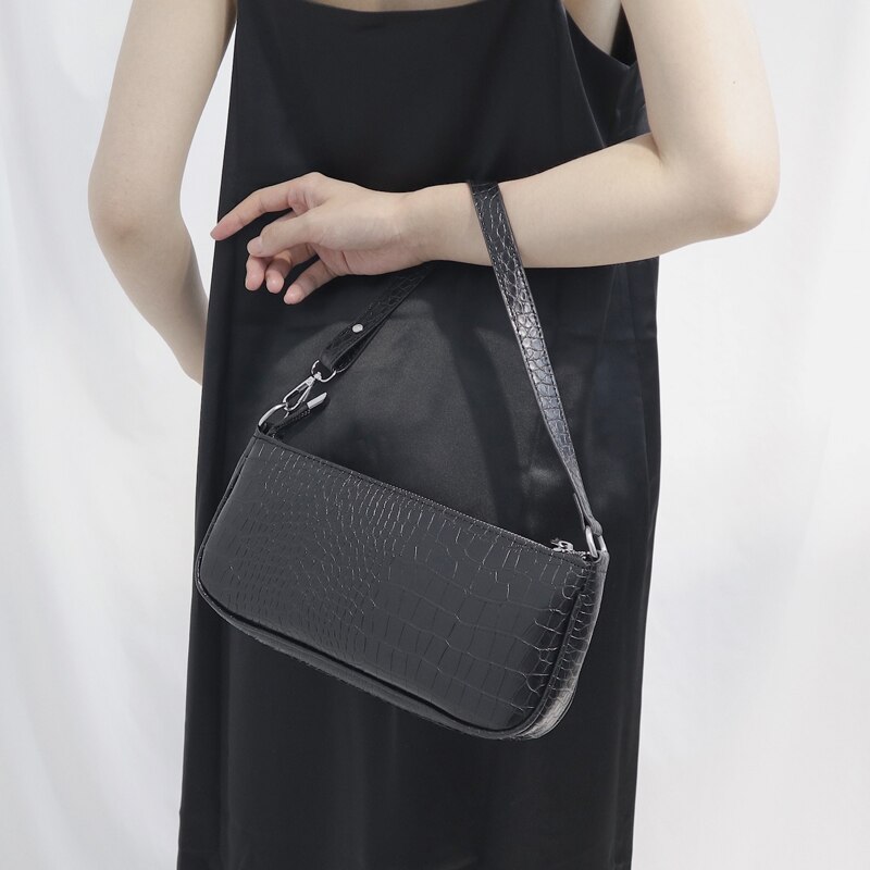 Aliwood merkevare enkel alligator krokodilleskinn kvinner skuldervesker stor kapasitet vintage wild armpit bag baguette bag håndveske
