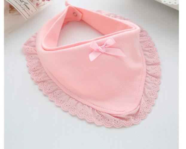 Moeder Kind Levert Baby Bib Meisje Baby Katoen Speeksel Handdoek Mesh Kant Prinses Waterdichte Roze Wit Kant Burp Doek: Pink triangle