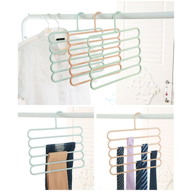 Pants Hanger Space Saving Multi Layer Storage Closet Rack Hanger Belt Scarf Trousers Tie Hangers Holders Non-slip Magic Hanger