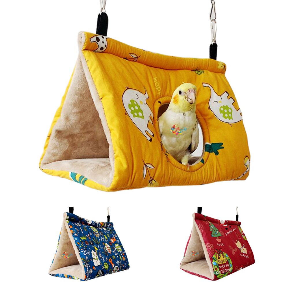 Plush Bird Hanging Cave Cage Parrot Nest Hammock Hanging Cage Warm Winter Birds Cage Bed Toys Hamster House