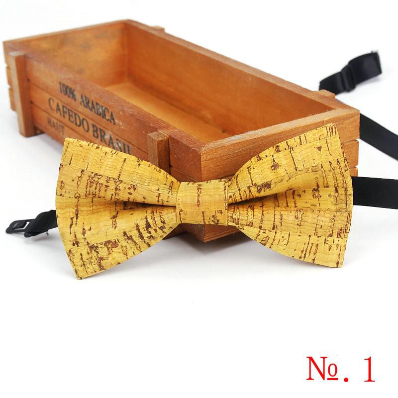 Fancy Cork Wood Men's Bow Ties Novelty Handmade Solid Bowtie Butterfly Wedding Party Man Accessories Neckwear: 1
