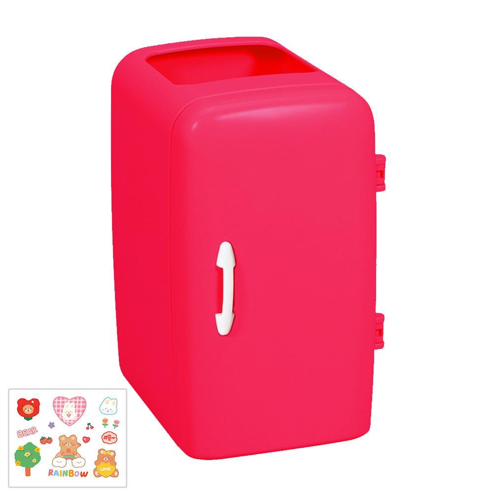 Kawaii Organizer Refrigerator Pen Holder Student Cute Sticker With Desktop Box Makeups Large-capacity Diy Stationery Storag I8x9: rose Red