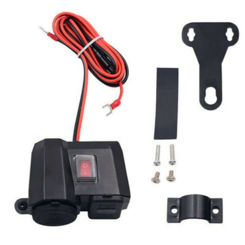 Chargeur Usb étanche 12v pour véhicule de moto, prise allume-cigare, téléphone, Gps, interrupteur de voltmètre
