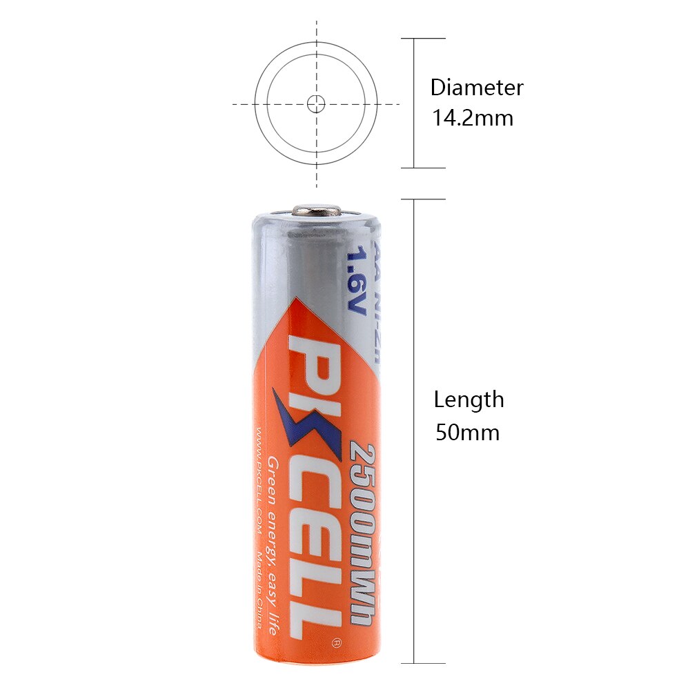 4PC PKCELL AA Battery 1.6V Nickel-Zinc 2500mWh Ni-Zn AA Rechargeable Batteries 2A Battery For flashlight toys