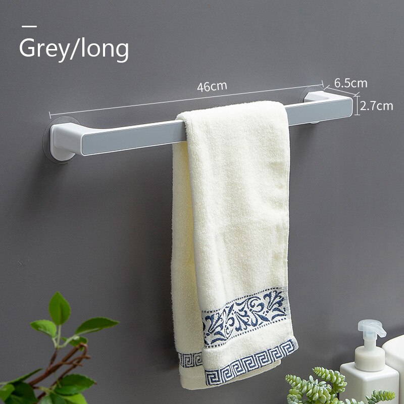 Rejilla para almacenamiento de toallas de baño, toalla con perforaciones rejilla para almacenamiento de toallas, gancho montado en la pared, toallitas de cocina, aparatos colgantes: Long gray