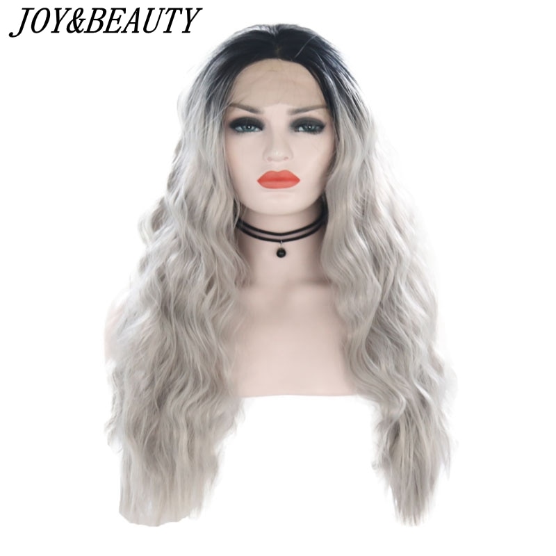 Alegria & beleza 26 "preto bege cinza marrom natural onda de água cabelo feminino maquiagem festa de casamento presente sintético rendas frente perucas diárias
