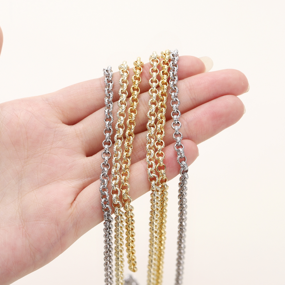 1 metro/rollo de 4mm, 14K, 18K, cadenas de eslabones cruzados de latón chapado en oro, fabricación de joyas, cadenas a granel para accesorios artesanales hechos a mano DIY