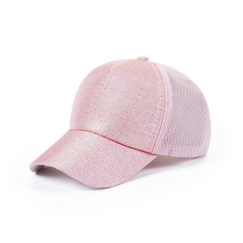 Glänsande barn baseball keps sommar utomhus andas mesh flickor pojkar solhatt enfärgade barn justerbara kepsar 3-8y