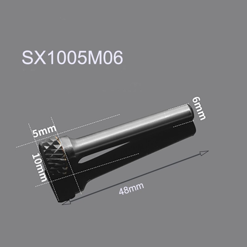 Conical Flat Head Hard Tungsten Steel Wood Carving Tool Grinding Head Milling Cutter S-shaped Rotating Cutter Double Slot: SX1005M06