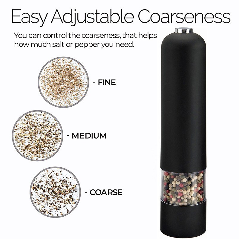 Electric Pepper Mill Automatic Salt Pepper Grinder With Led Light Adjustable Coarseness For Spices Kitchen Utensils And Gadgets