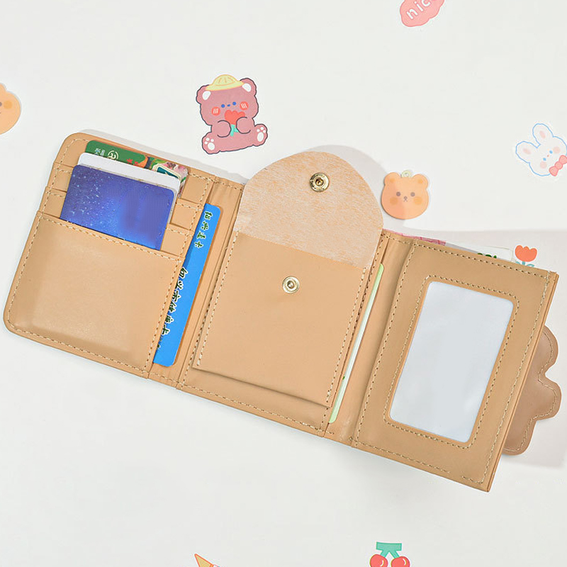 Versatile Little Bear Wallet Cartoon Women's Short Coin Wallet Snap On Card Bag