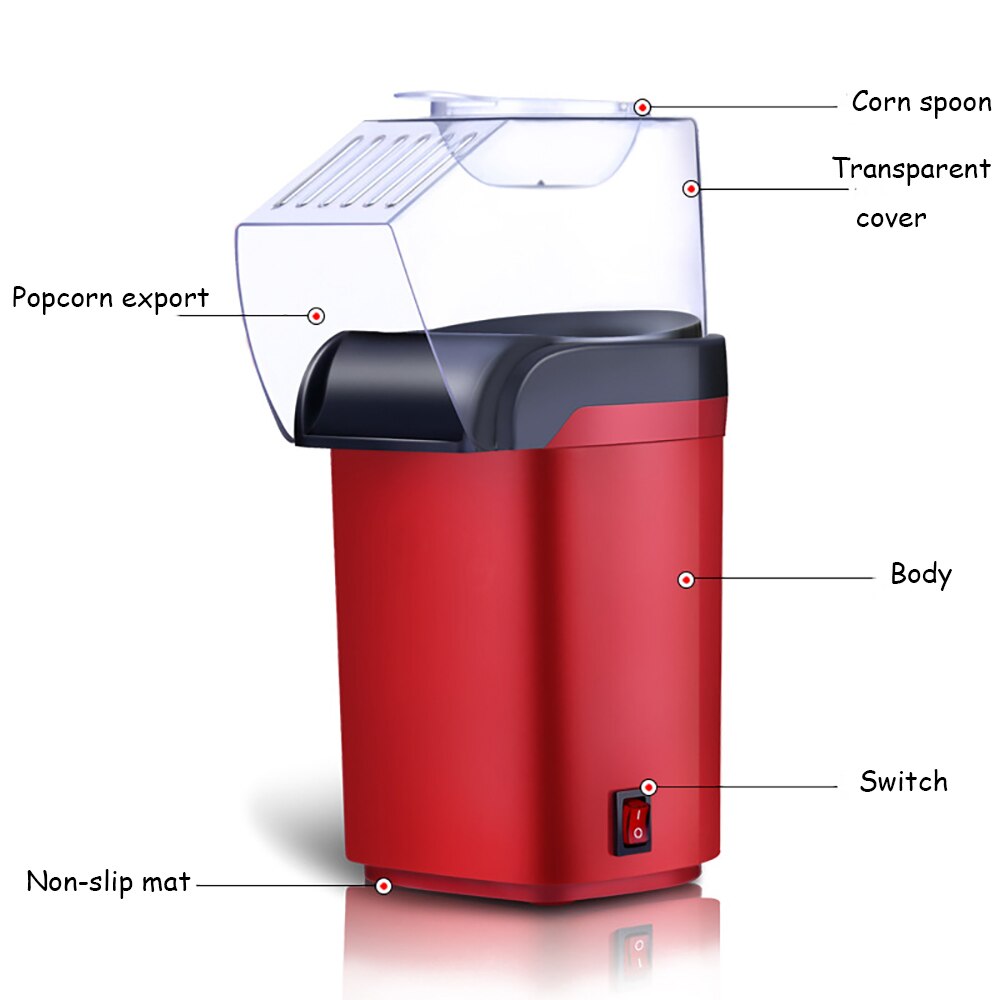 Diy Air Popcorn Machine Voor Thuis 1200W Elektrische Popcorn Maker Zonder Vet En Olie Mini Elektrische Popcorn Maker Voor Kids