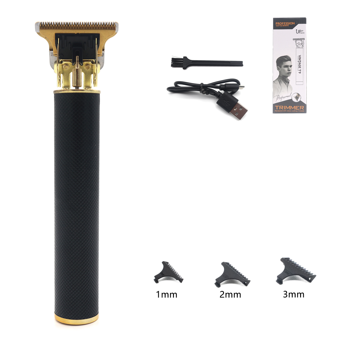 T9 Hair Trimmer Machine Metal Body Stainless Steel Blade Hair Clipper Beard Trimmer for Men Finishing Machine: Ivory