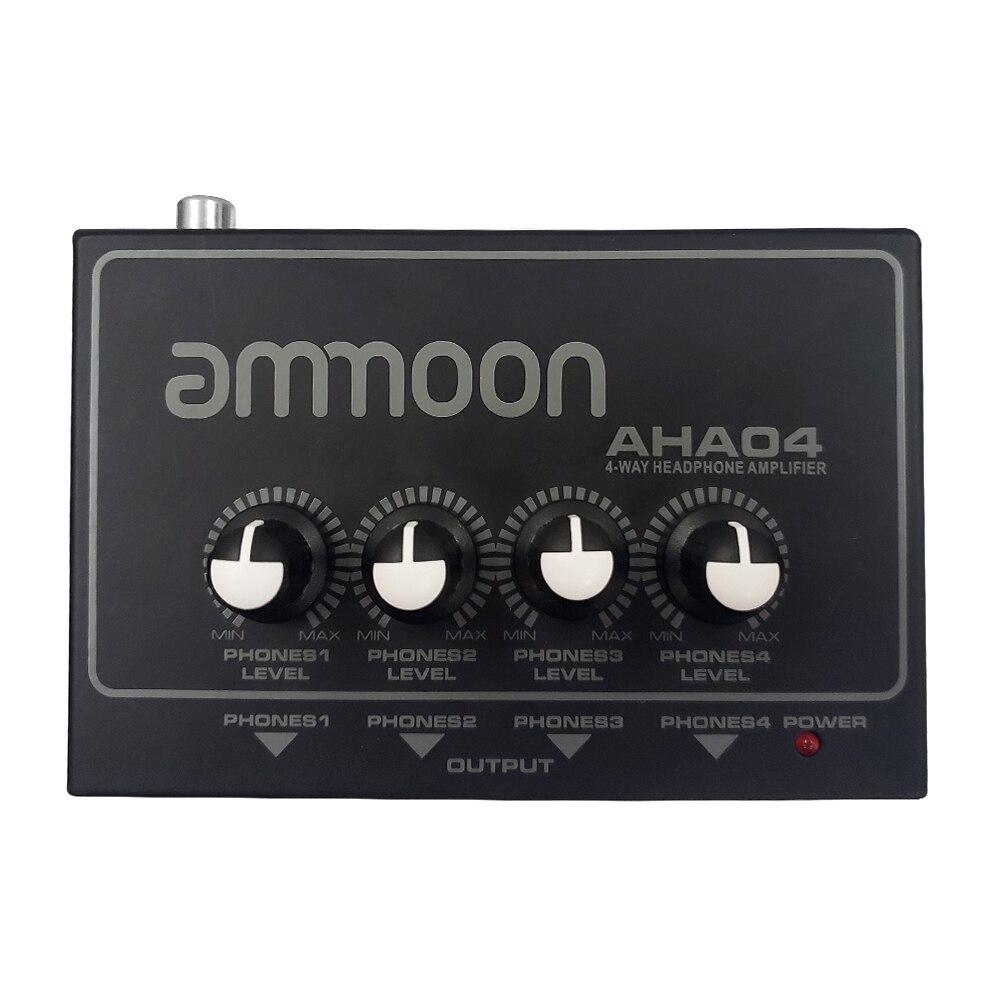 ammoon Headphone Amplifier Amp AHA04 Portable 4-Way with 1/4 inch & 1/8 inch Inputs Outputs RCA Stereo Input Volume Control