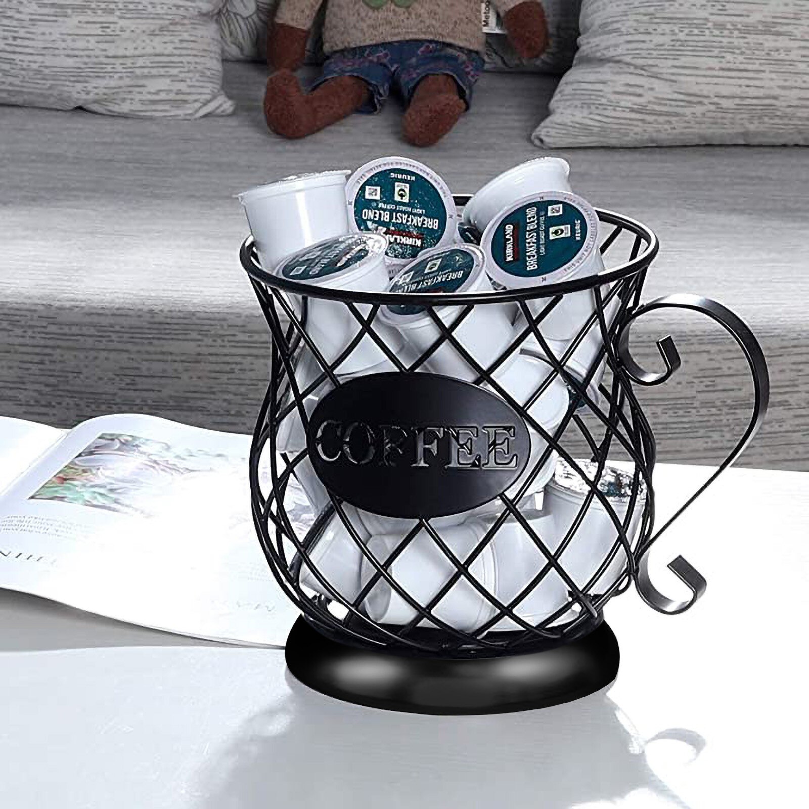 Uitgeholde Koffie Capsule Opslag Mand Creatieve Koffiekopje Vormige Fruit Koffie Pod Organizer Houder Voor Home Cafe Hotel Ornament