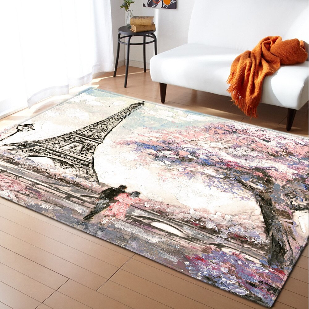 Retro Parijs Toren Roze Bloem Mooie Tapijt Woonkamer Tapijt Slaapkamer Tapijt: WE5 / 120X180CM