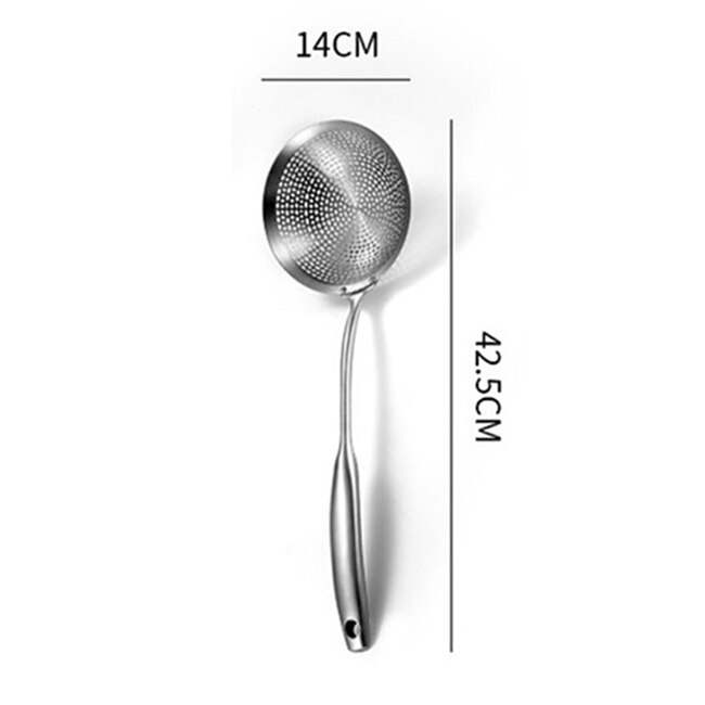 Colador de acero inoxidable para freír aceite, cuchara para freír fideos, Bola de masa hervida, herramientas de cocina, utensilios de cocina, 304: 14cm
