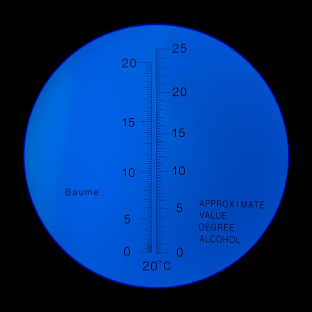Håndholdt 0-25%  vinalkohol refraktometer 0-20 baume vinalkoholometer (dobbelt skala） justerbar manuel fokusering af aluminium