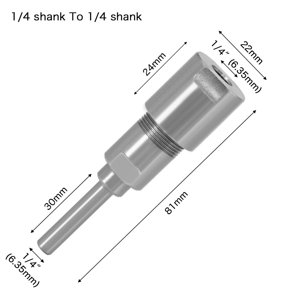 6Mm 8Mm 12Mm 1/4 "1/2" Schacht Router Bit Verlengstuk Collet Graveren Cnc Machine Extension frees Houtbewerking Tool: 6.35mm to 6.35mm