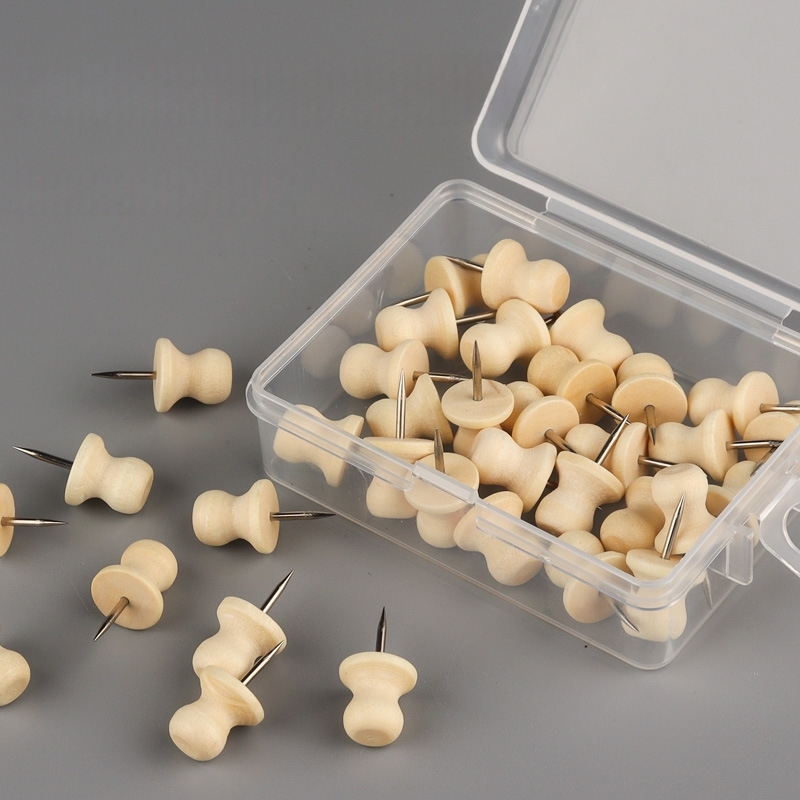 1Box Wood Push Pin Decoration Thumb Tacks Wooden Head Pin Wood Map Tacks Marking Pin For Cork Boards Bulletin DIY Craft Projects: Lavender