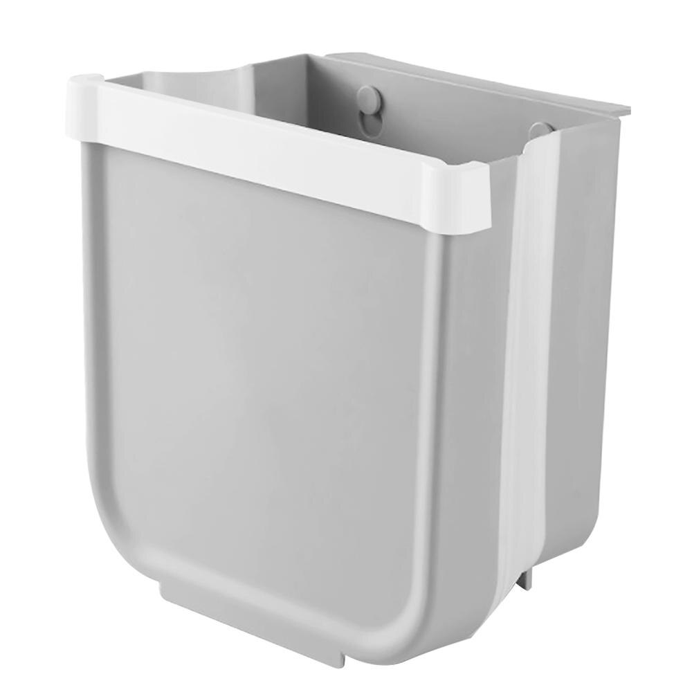 Cubo de basura plegable cubo basura colgar gratis perforar cubo de basura para cocina armario puerta cajón dormitorio residuos caja de almacenamiento: Grey / S