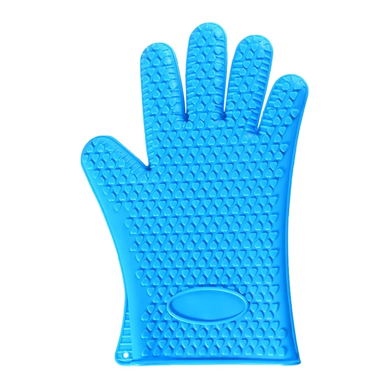 1/2Pcs Oven Mitts Baking Gloves 230 Heat Resistant Silicone Glove Kitchen Thicken Barbecue Oven Cooking Glove BBQ Grill Gloves: grey
