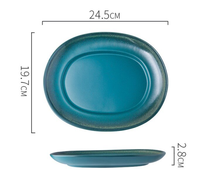 24.5*19.7*2.8cm Japanese Ceramic Dish Oval Home Large Dish Fish Plate Kitchen Plates For Ceramic Dinner Plates: 1