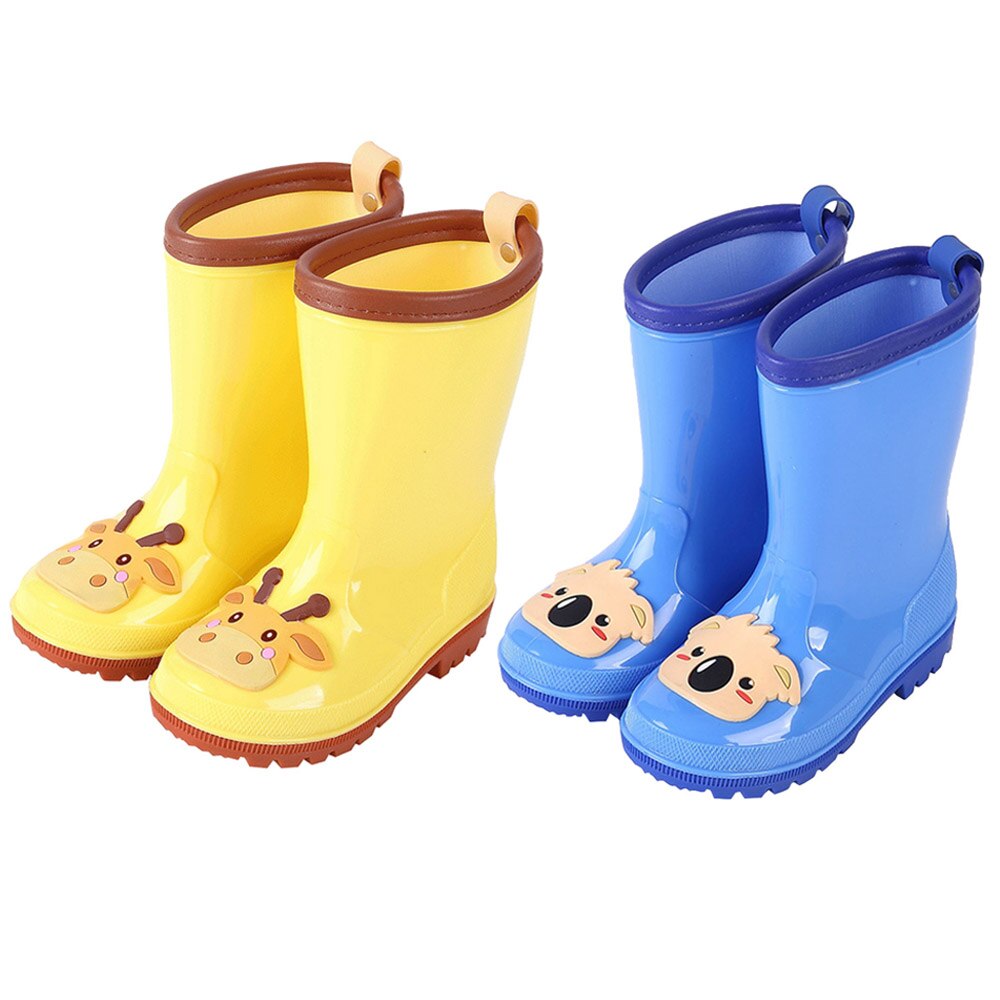 Kinderen Regen Laarzen Cartoon Pvc Regen Laarzen Waterdichte Pvc Antislip Schoenen Blueand Geel Cartoon Schoenen