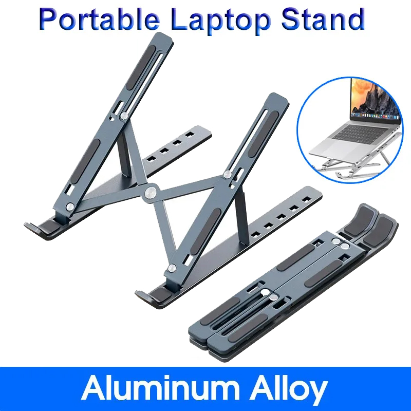 Faltbarer Laptop-Ständer, verstellbar, tragbar, Notizbuch-Halterung, Stützbasis, Halterung aus Aluminiumlegierung für MacBook, Laptop, PC-Zubehör