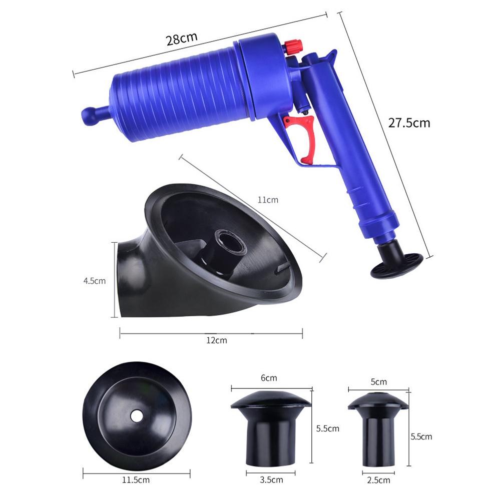 Riool Bagger Verstopte Remover Pijp Wc Dompellichamen Drain Blaster Hoge Druk Lucht Afvoer Cleaner Handmatige Pneumatische Baggeren Gereedschappen: Blue