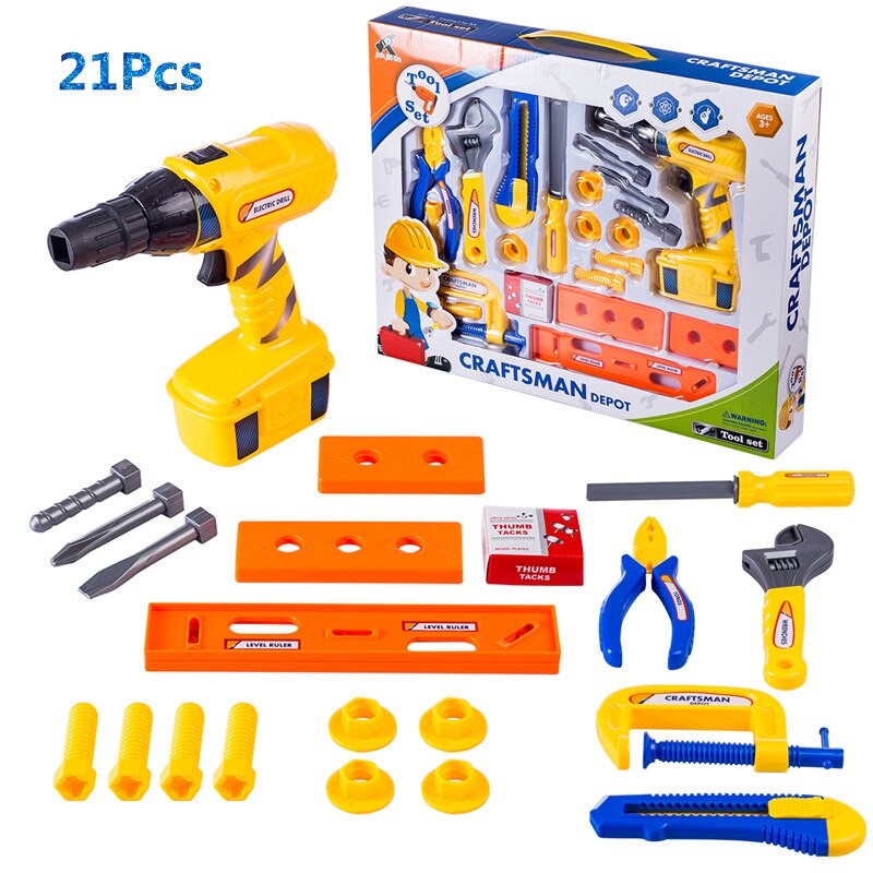 Kinderen Toolbox Set Baby Simulatie Reparatie Tool Boor Schroevendraaier Reparatie Huis Speelgoed Jongen En Meisje Puzzel Speelgoed Set Jaar: 21Pcs