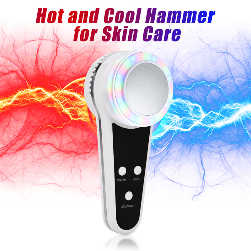 Ckeyin Draagbare Koude Schoonheid Instrument 3 Kleuren Photon Verjonging Massager Skin Lifting Verstevigende Facial Cool Warm Hamer