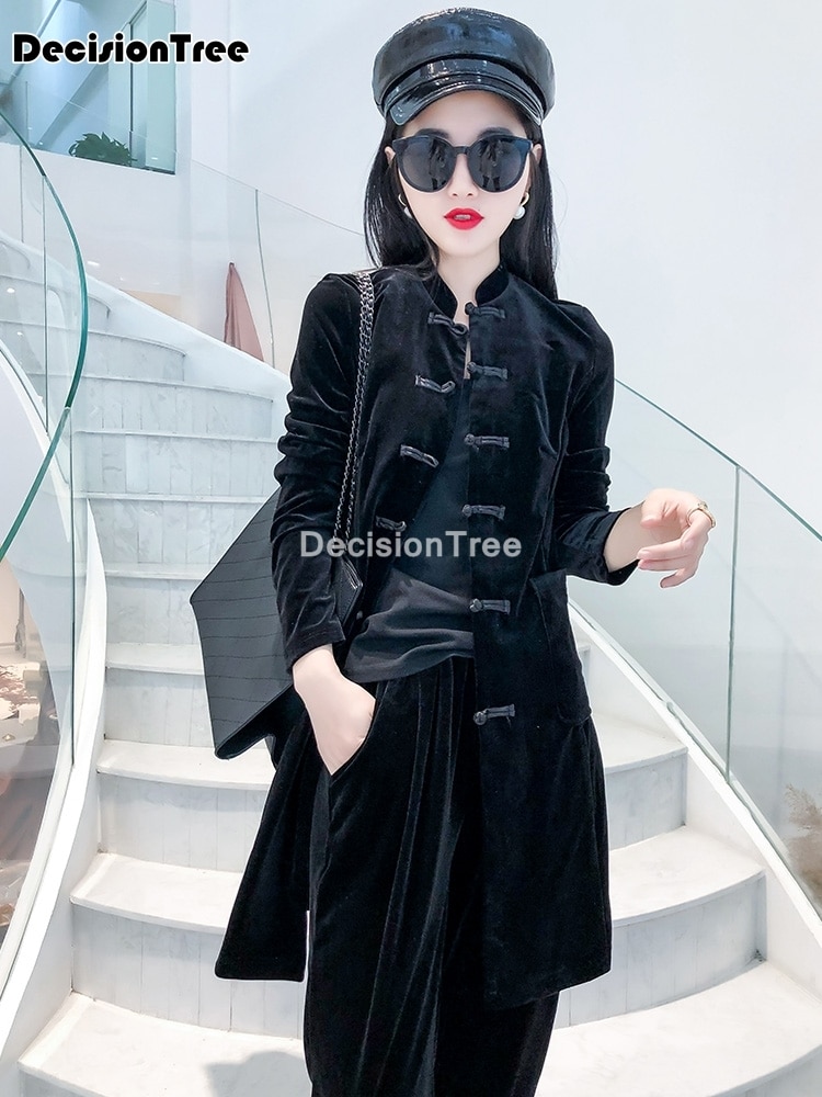 Chinese Top Oosterse Stijl Cheongsam Top Voor Vrouwen Elegante Vintage Hanfu Tangsuit Qipao Top Blouse Lange Mouwen Jas