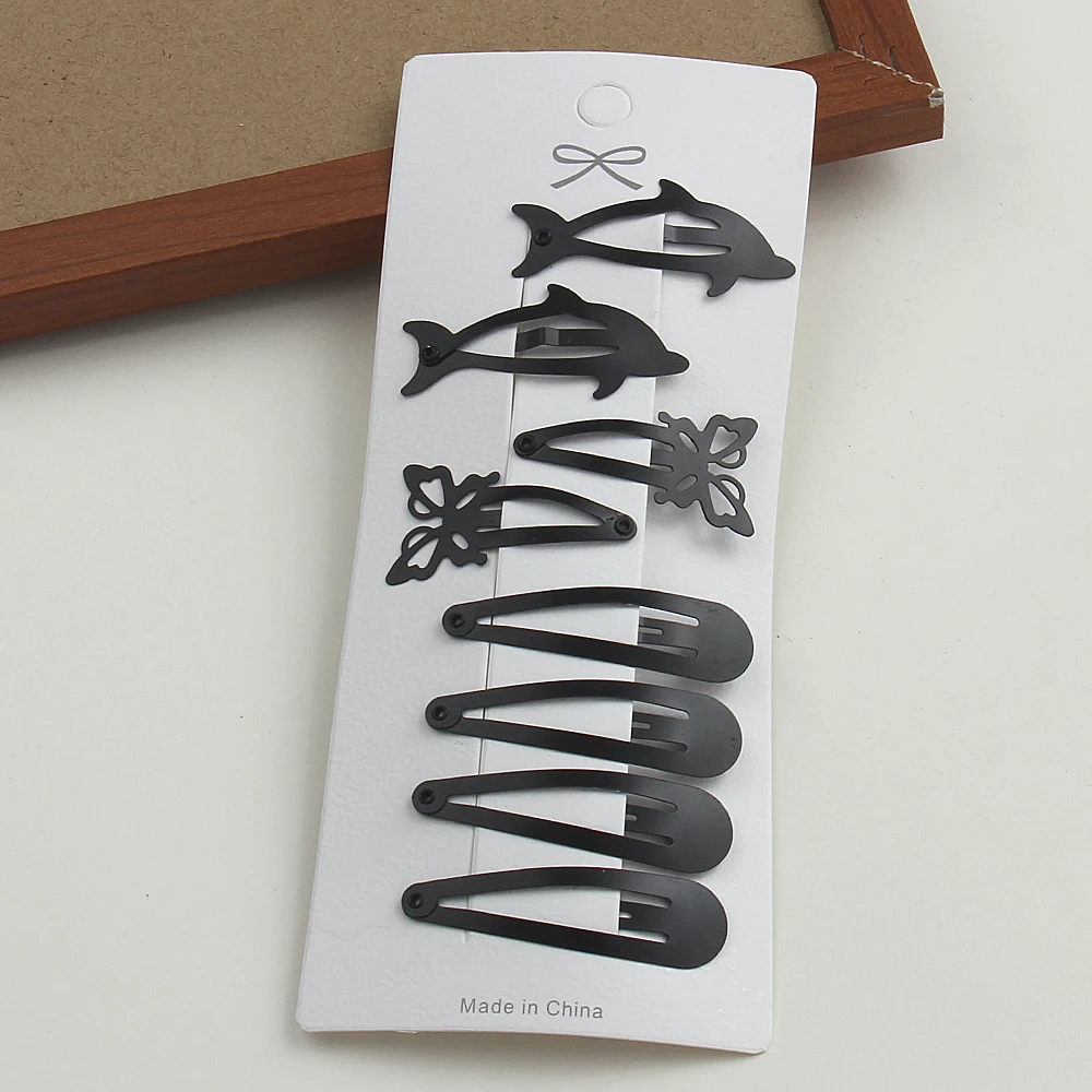 Pasador de estilo Y2K para mujer, horquillas negras simples, Clips BB, tocado, pasadores, accesorios para el cabello, 10/6 piezas: L / Gris