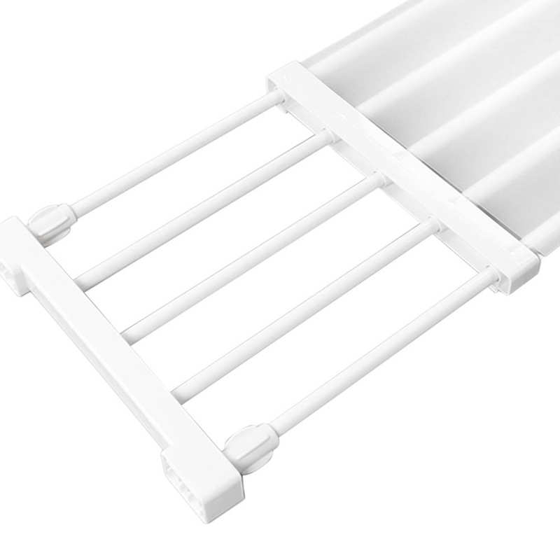 Closet Tension Shelf Expandable Nail Cabinet Divider Storage Rack for Wardrobe Cupboard
