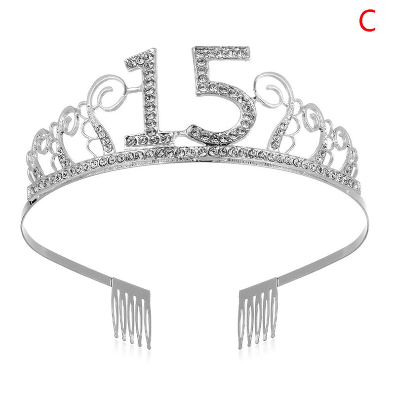 30 40 50 syntymäpäiväjuhlien koristelu aikuisten kristalli tekojalokivi tiara prinsessakruunu: C