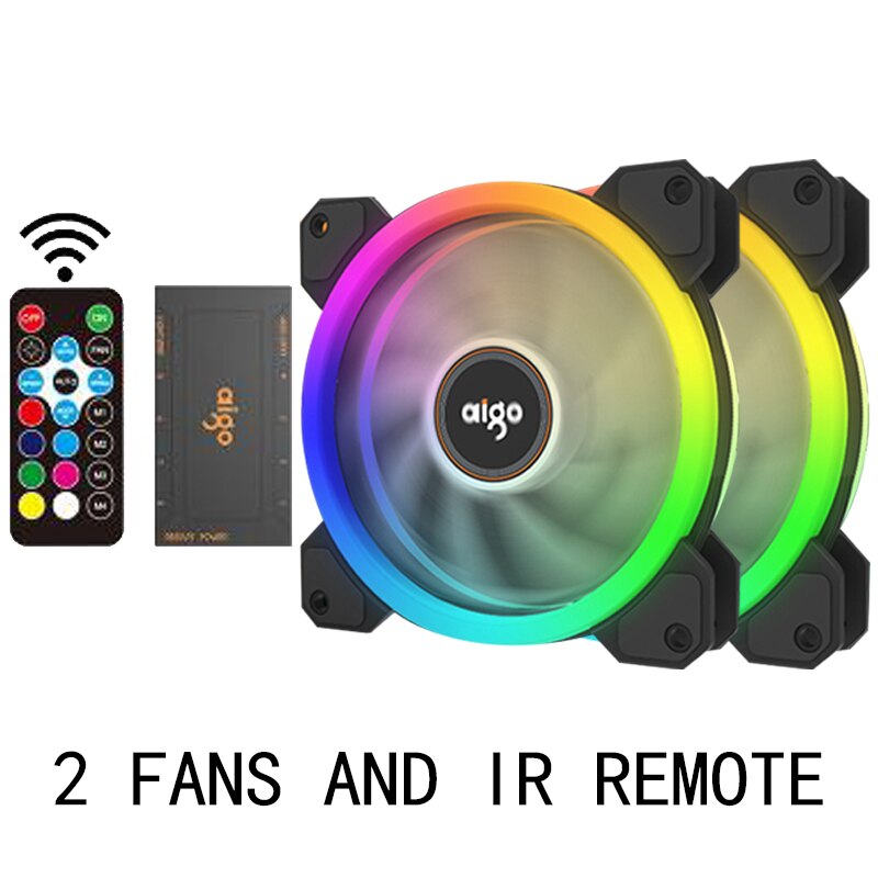 Aigo DR12 PC Cooling Fan 120mm Fan Rgb Fan Mute IR Argb White Blade Cooler Master 120mm Cooler Cooling For Computer Fans: 2in1