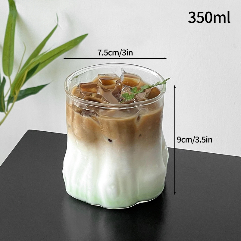Tazas de café frío, tazas de vidrio estéticas, tazas de café helado, vasos de vidrio, tazas de cóctel, accesorios de escritorio de cocina: Rojo