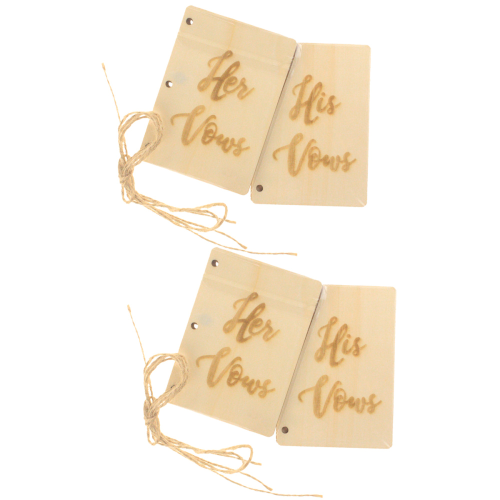 4 Uds./2 Sets de libros de votos de novio de la novia manual de madera cuaderno de voto para el compromiso del diario de la boda (Beige): Default Title