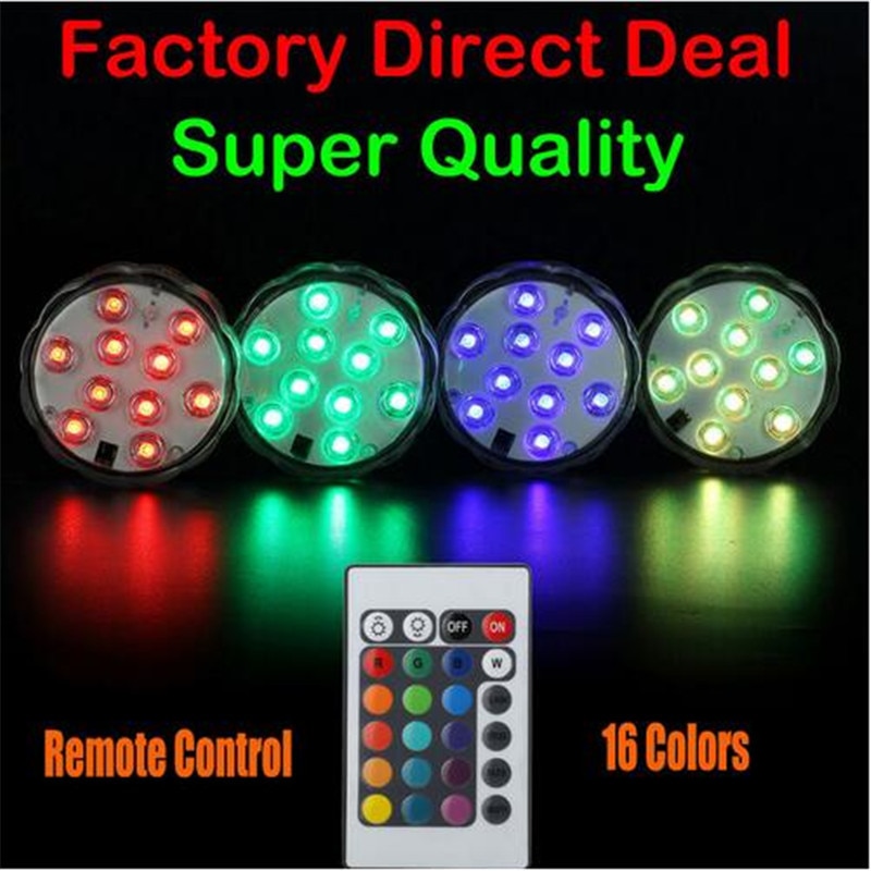 LED Multi Color Remote Controlled Waterproof Environmental Product Eco-friendly Submersible Lights for Aquarium, Pond, Wedding