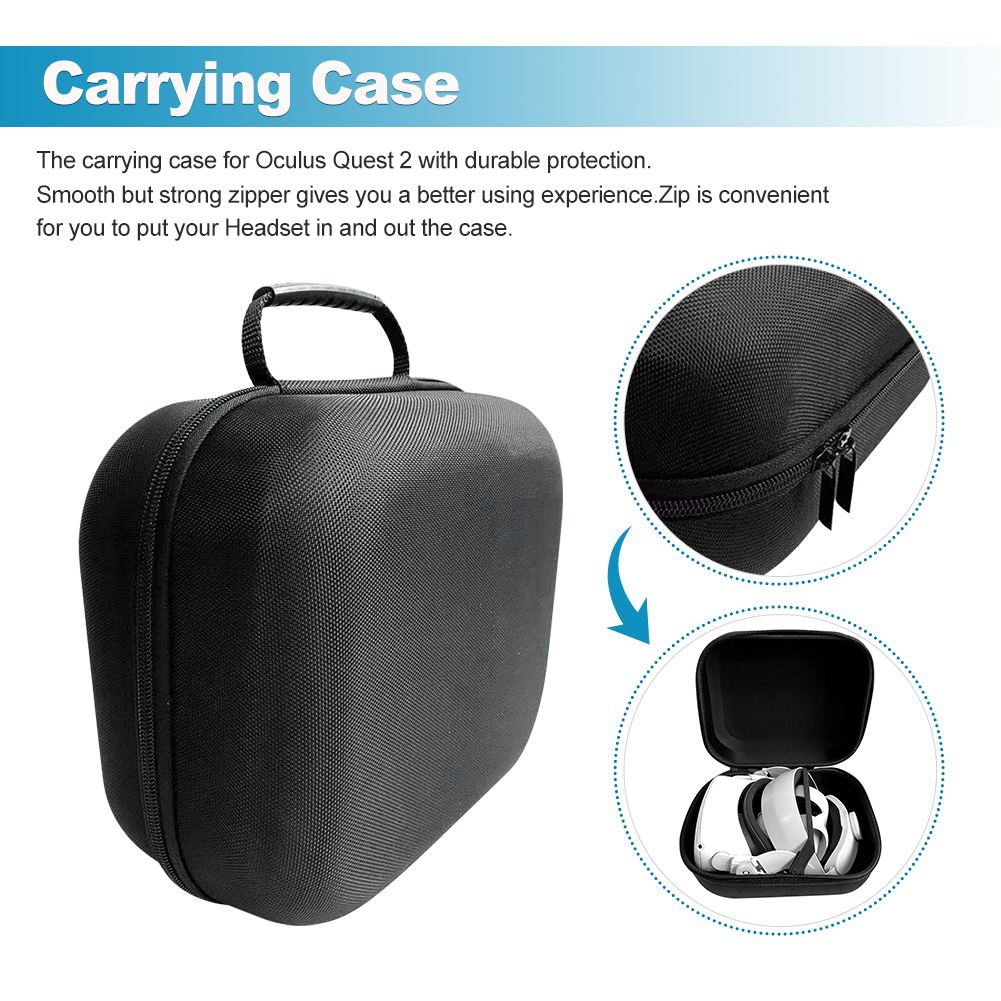 Vr-zubehör, virtual reality, schwarze, tragbare gaming-schutztasche, stoßfeste aufbewahrungstasche für den außenbereich für oculus quest 2