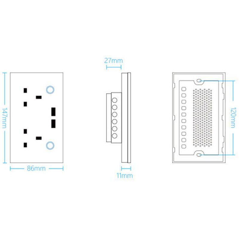 UK Plug, WIFI Smart USB Wall Socket UK Power Plug 15A Power Press Switch Wireless Homekit Charging