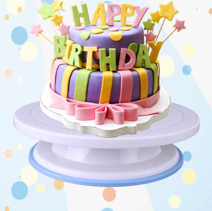 Aangekomen! Plastic Taart Draaitafel Roterende Taart Decoreren Draaitafel Anti-Slip Ronde Cake Stand Cake Draaitafel