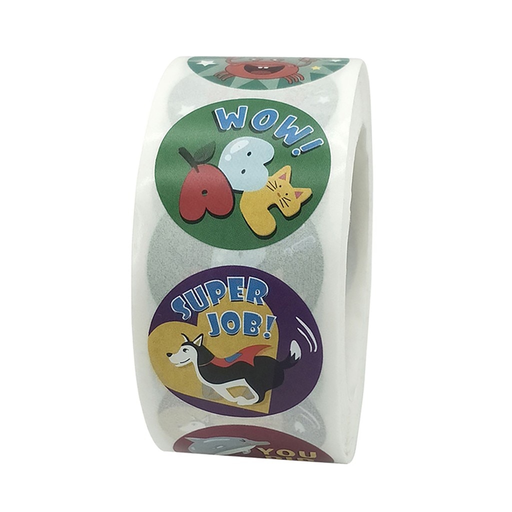 1000pcs cartoon cute animals reward stickers teacher Motivational kids sticker school student encouragement stationery sticker: Light Grey